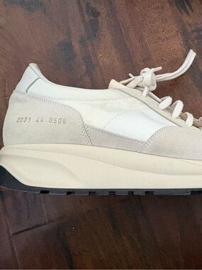 Common Projects Men's Track 80 Leather Trimmed Suede and Ripstop White Sneakers